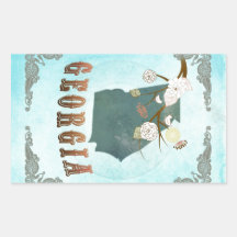 Georgia Map With Lovely Birds Rectangle Stickers