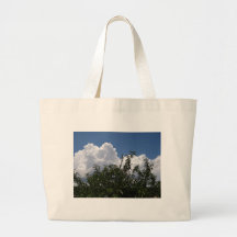 Georgia Peach Tree Fluffy White Clouds Tote Bags