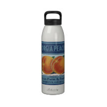 Georgia Peaches, Vintage Fruit Crate Label Art Drinking Bottle