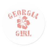 Georgia Pink Girl Round Stickers