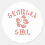 Georgia Pink Girl Round Stickers