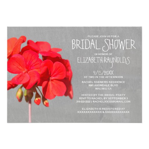 Geranium Bridal Shower Invitations