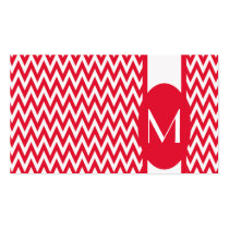 Geranium Elegant Chevron Monogram Business Card