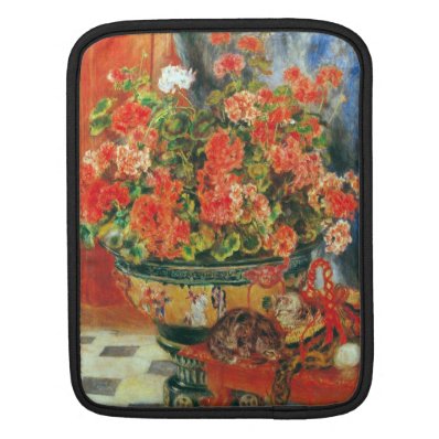 Geraniums and cats by Pierre Renoir iPad Sleeves