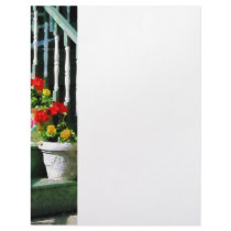 Geraniums and Pansies on Steps Personalized Letterhead