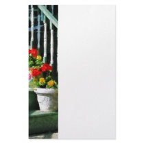 Geraniums and Pansies on Steps Custom Stationery
