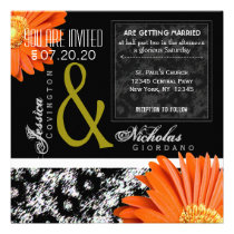 Gerber Black White Faux Fur Script Wedding Invite
