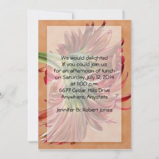 Gerber Daisy Duo in Red on Cinnamon background invitation