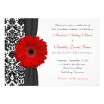 Gerber Daisy Red Black White Damask Wedding Personalized Invites