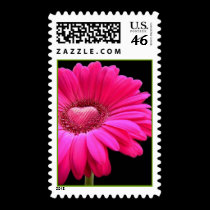 Gerber Daisy With Pink Heart Center stamps