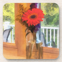 Gerbera Daisies by Kitchen Window cork coasters