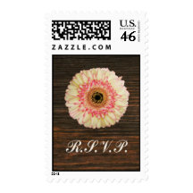 Gerbera Daisy & Barnwood RSVP Postage