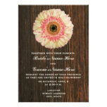 Gerbera Daisy & Barnwood Wedding Invitation