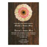 Gerbera Daisy & Barnwood Wedding Invitation