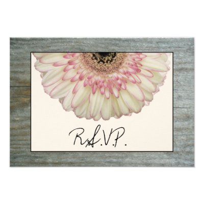 Gerbera Daisy & Barnwood Wedding RSVP Custom Invitation