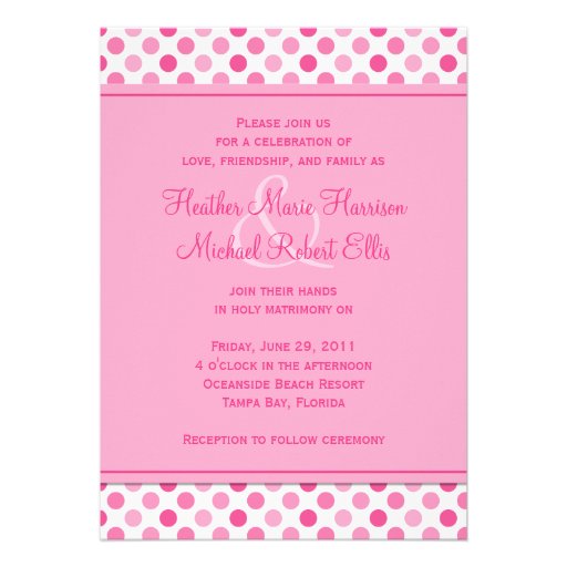 Gerbera Daisy Pink Polka Dot Wedding Invitation
