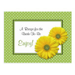 Gerbera Daisy Recipe Card for the Bride to Be Post Card