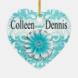 Gerbera Daisy Scroll 1 Photo | teal Christmas Tree Ornament