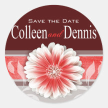 Gerbera Daisy Scroll 1 | red burgundy Round Sticker