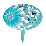 Gerbera Daisy Scroll 1 | teal chalkboard Cake Pick