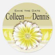 Gerbera Daisy Scroll 1 | yellow taupe Sticker