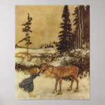 Gerda and the Reindeer from Snow Queen Tale Poster