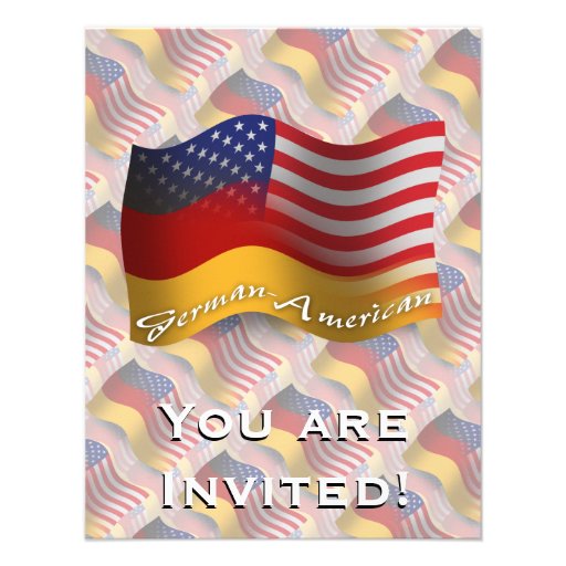 German-American Waving Flag Personalized Announcement