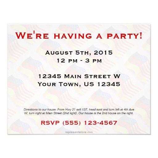 German-American Waving Flag Personalized Announcement