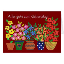 German Birthday Card - Flower Power!