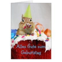 German Birthday Chipmunk Card