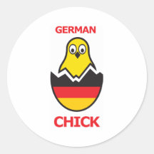 German Chick Round Stickers