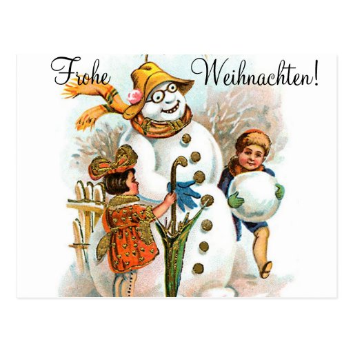 German Christmas Greetings with Christmas Lyrics Postcard | Zazzle