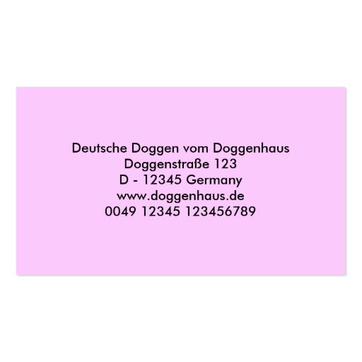 GERMAN DOGGEN visiting cards Business Card Templates (back side)