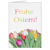 German Easter card - Frohe Ostern tulip bouquet
