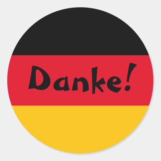 German Flag Thank You Danke Classic Round Sticker | Zazzle