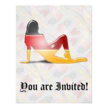 German Girl Silhouette Flag Personalized Announcement
