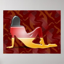 German Girl Silhouette Flag Poster