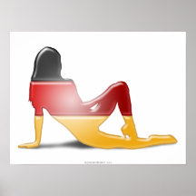 German Girl Silhouette Flag Print