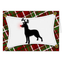 German Pinscher Reindeer Christmas Card