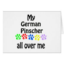 German Pinscher Walks Design Greeting Card