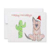 German Shepard Dog Cactus Christmas invitations