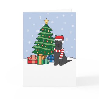German Shepherd and Christmas Tree card