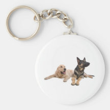 german shepherd and golden retriever key chain