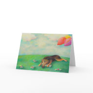 German shepherd birthday girl cute fun art drawing card