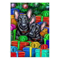 German Shepherd BLK Christmas Flat Cards business cards