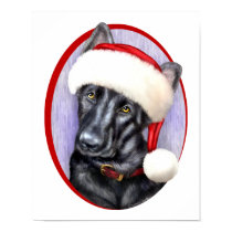 German Shepherd BLK Christmas Santa Pup posters