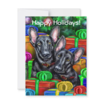 German Shepherd BLK Open Gifts Christmas invitations