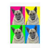 German Shepherd Bright Primary Collage Stationery Design