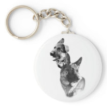 German Shepherd Charcoal 2 Keychain