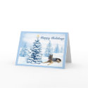 German Shepherd Christmas Card Blue Tree2 card